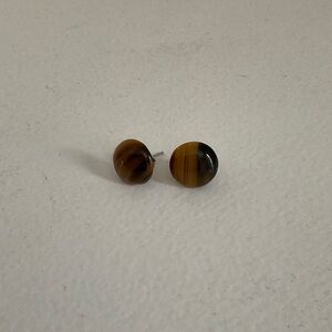 Brown Malachite Round Stud Earrings - Women Jewelry